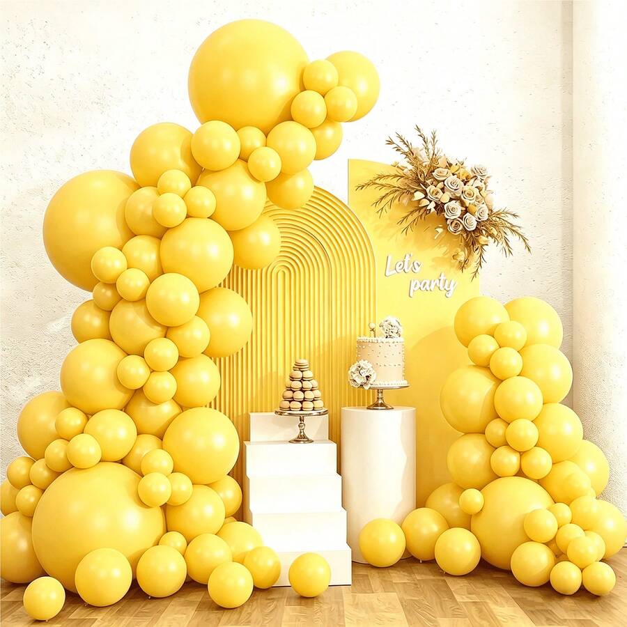 50/131pcs Yellow Balloons In Different Sizes 18/12/10/5 Inch Yellow Balloon Garland Arch Kit Suitable For Graduation, Wedding, Bi Baby Shower, Sunflower And Bee Theme Party Decorations