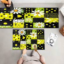 1pc Abstract Floral Plaid Pattern Printed Floor Mat, Silica Gel Kitchen Carpet, Kitchen Mat, Rug, Easy To Clean, Rectangular Printed, Suitable For Living Room, Bedroom, Hallway, Bathroom, Laundry Room - Polyester Carpet, Suitable For Indoor And Outdoor Home Decor - Multicolor - View 13