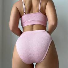Traje de Baño Bikini de Color Sólido 2417 - Rosa vieja - Ver 4