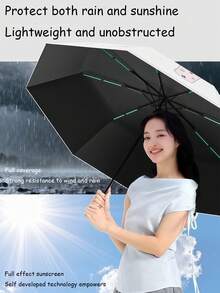 1pc Summer New Folding Umbrella, High-End UV Protection Sunshade Umbrella, Printed Foldable Umbrella For Sunny & Rainy Days - As Shown - View 4