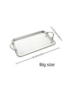 ALMAMARA 1,2,3pcs Luxury Silver-Plated Iron Embossed Islamic Pattern Rectangular Tray, With High-End Twisted Rope Edge And Woven Handle, Elegant Multi-Purpose Tea Tray, Coffee Tray, Suitable For Party, Wedding, High-End Home Decor And Daily Use - Multicolor - View 16