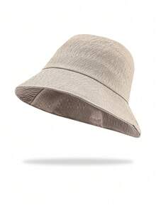 1pc White Textured Pleated Bucket Hat, Soft Milky White Tone With Unique Chic Texture, Wide Brim To Flatter Face Shape, Breathable & Comfortable For Effortless Korean Minimalist Elevated Daily Look - Fisherman's Hat - View 15