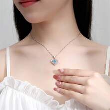 Korean Sterling Silver 925 Heart Shaped Crystal Necklace And Bracelet Set For Women, Vintage Party Jewelry, High-End Gift. - 銀色 05 - 查看 2