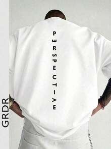 Camiseta de manga corta holgada con estampado de moda para hombres GRDR|   Diseño exquisito|   Esencial de verano|   Fácil de combinar, muestra tu estilo - Blanco - Ver 6