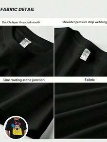 1pc Men's Shirts Men's Shirts Men's Trousers  180G Black And White T-Shirt With Heisenberg Print High Quality Print On Round Neck Basic Loose Fit Breathable Versatile Machine Washable Comfortable Size S ~ 3XL Essential For Daily Summer Casual Sports - 黑色 - 查看 6