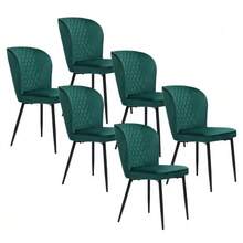 Dining Chair, Dark Green, Upholstered Designer Chair With Backrest, Velvet Seat, Metal Frame - Green - View 12