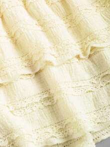 Y2K Women's Skirt – Mini, Solid Color, Double Layer With Ruffled Hem – Perfect For Casual Or Resort Looks - 黃色 - 查看 4