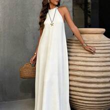 . . Vestido estilo bohemio vintage con espalda descubierta y corte evasé, de elegante color albaricoque, adecuado para el Día de San Valentín, la playa y las vacaciones de verano - Mostaza Amarilla - Ver 7