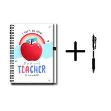 1 Set Teacher's Day Appreciation Spiral Notebook With Pen, Cover Featuring Vibrant Red Apple And Rainbow, Inscription "My Heart Is Broad, To The Awesome Teacher". 100 Pages/50 Sheets, Suitable For Work Records, Study Notes, Diary Writing, Also An Thoughtful Gift For Graduation, Birthday And Other Occasions. - B - View 4