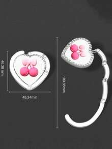 Cherry Pattern Elegant Heart-Shaped Folding Bag Hook - Durable Zinc Alloy, Ideal For Desktop And Backpack Hooks, Backpack Hook|Elegant Accessory|Durable Metal Hook, Bag Hanger,Portable Folding Hanging Bag Hook Blank, Load-Bearing Folding Table Edge Circular Hook, Alloy Material,For Home,Gift,Vacation And Festival Multifunctional Use - Multicolor - View 10