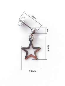 1 Đôi bông tai mặt dây chuyền hình ngôi sao rỗng bằng thép không gỉ 316L, không gây dị ứng - Bạc - Xem 4