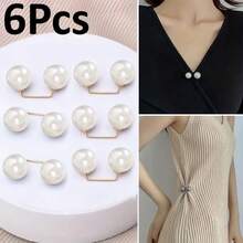 2/3/4/6Pcs Faux Pearl Denim Ankle Clip, Anti-Exposure Brooch, Anti-Slip Shoe Buckle, Pants Length Adjuster - Multicolor - View 21