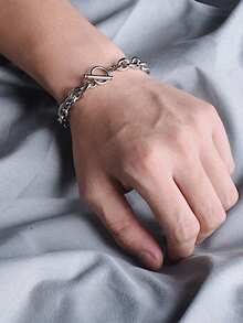 1pc Fashion Hip-Hop Style O-Shaped OT Buckle Thick Bracelet, Minimalist Versatile Men's Hand Accessory, Durable Non-Fading Jewelry For Daily Wear, Street Style, Gift For Boyfriend - Bracelet - View 9