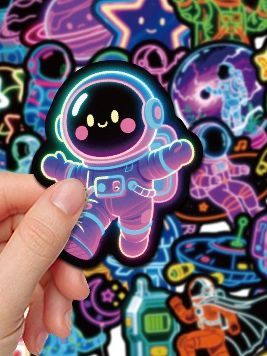 56 miếng dán phi hành gia neon, hình dán thiên hà, miếng dán chống thấm nước dùng cho bình nước, máy tính xách tay, ốp điện thoại, sổ tay, album ảnh, sổ kế hoạch, đồ dùng học tập và chuẩn bị cho năm học mới. - A - Xem 1