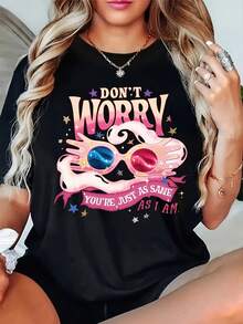 COCOC 2026 New Loose Women's Summer Comfortable Lightweight-Shirt, Round Neck Shirt Graphic Tees, Vintage Wizard School-Shirt,-Shirt For Those As Sensible As I Am |   Versatile Women's Printed-Shirt For Spring And Summer, Washable, Regular Length - màu đen - Xem 6