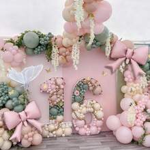 107 Stücke Grün, Rosa, Sand, Weiß Ballonbogen Girlanden Set, geeignet für Jungen, Mädchen, Kindergeburtstag, Babyparty, Hochzeitsfeier Dekoration - Verschiedenfarbig - Übersicht 6