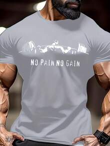 Men's T-Shirt With Muscular Man Lifting Weights Print - Black - View 11