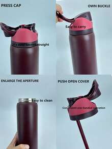 Botella térmica 0waala Black Cherry - 32 oz, acero inoxidable, tapa abatible con una sola mano, estilo minimalista - conserva la temperatura (frío/calor), perfecta para acampar, la escuela, los deportes y como regalo para Navidad o San Valentín. - Rojo - Ver 8