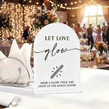 Let Love Glow Wedding Dance Floor Sign, Acrylic Tabletop Sign For Engagement Party And Wedding Dance Floor Decor - A - View 4