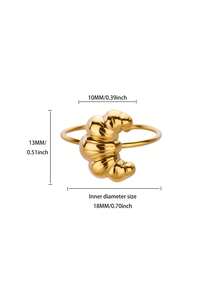 Nhẫn thép không gỉ hình sừng bò màu vàng đồng dành cho nữ, mạ vàng 18K chống phai màu, có thể điều chỉnh kích cỡ, phụ kiện đi biển mùa hè, trang sức cưới cho phù dâu, quà tặng cho mẹ, bạn thân, con gái. - Bánh sừng bò - Xem 14