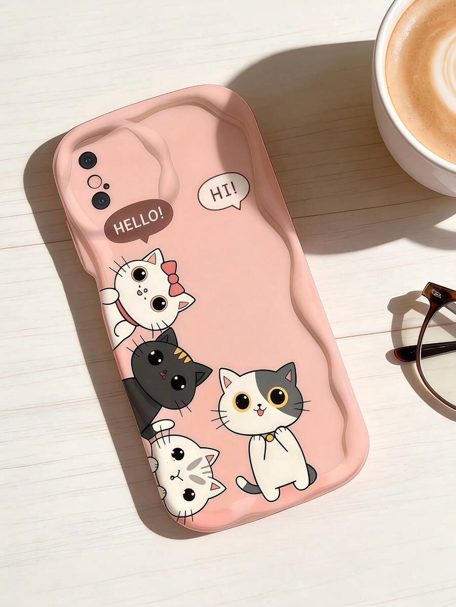 1 chiếc ốp lưng điện thoại bằng chất liệu TPU mềm mại, họa tiết sóng Dopamine, kiểu dáng dễ thương, tương thích với Galaxy S21 S22 S23 S24 S25 S26/Honor/ và các dòng điện thoại khác. - trắng - Xem 1