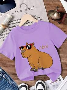 Short-Sleeved T-Shirt, 95% Cotton - Soft And Breathable, Ideal For Casual Summer Wear And Outdoor Sports, With A Loose-Fitting Round Neck, Printed T-Shirt Suitable For Spring, Summer And Autumn - Comfortable T-Shirts For Everyday Wear. - 紫色 - 查看 6