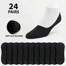 24 Pairs Unisex Solid Invisible Socks – No-Show Breathable Liner Socks UK  6-11 - Black - View 4