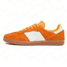 Zapatos casuales unisex, talla 36-45, zapatos casuales de mujer y zapatos deportivos de hombre, zapatos planos de suela blanda con cordones, zapatos cómodos y livianos de hombre para uso diario, de corte bajo,,,,,Zapatillas de entrenamiento alemanas vintage de 2026, de cuero genuino, con punta redonda, versátiles, con franjas de colores contrastantes, zapatillas casuales con cordones. - rosa - Ver 3