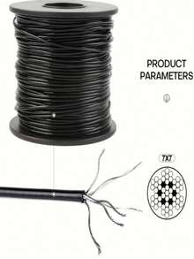 Black-Coated Steel Cable, Light String Hanging Kit. Black-Coated Cable, Steel Wire Rope, Suitable For Pull-Up Training, Easy Installation, Durable Steel Cable. Suitable For Outdoor Light Guides, Clotheslines, String Lights, And - Black - View 7