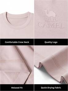 CAMEL CROWN 女士户外休闲短袖速干透气T恤，适合夏季户外运动、跑步、健身 - 鹿茸粉 - 查看 6