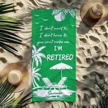 1pc Retirement Themed Funny Slogan Printed Ultra-Soft Microfiber Beach Towel, Available In Multiple Sizes Beach Blanket, Lightweight, Suitable For Swimming, Camping, Sports, Beach Or Gym, Beach Accessories | Modern Beach Towel | Durable Beach Mat, Beach Towel - Grass Green - View 15