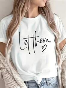 Women's T-Shirt, Lightweight Short-Sleeved Tee With A Heart-Shaped Design, Casual And Versatile. Suitable For Everyday Outings, Coffee Dates, Or Relaxing At Home. Made From Soft Yet Durable Fabric, This  Top Is Also Very Stylish. 100% Pure Cotton - 白色 - 查看 1