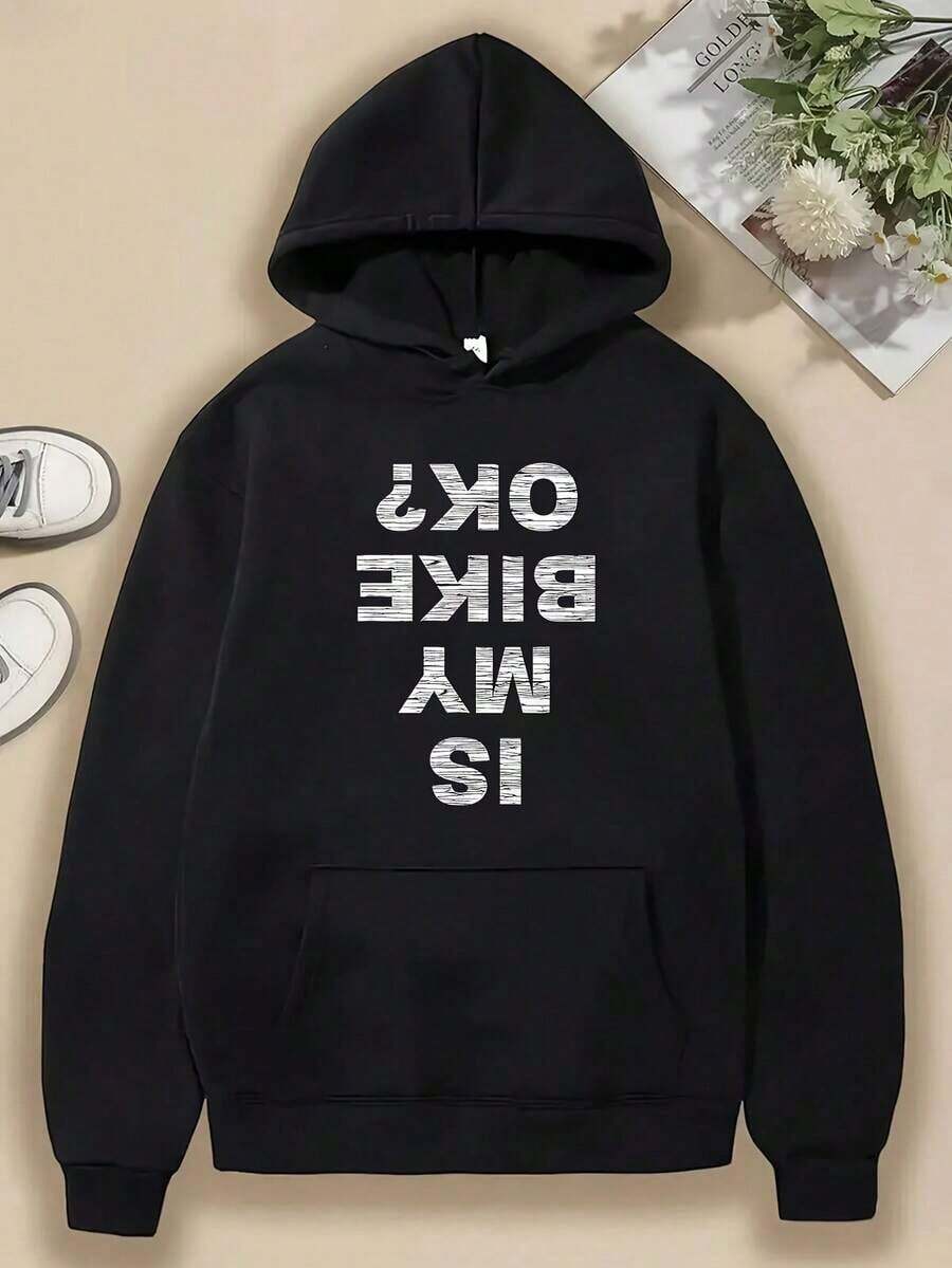 Compatible With 1 Men's Heavyweight Hoodie - Indigenous Inspired Graphic Print With Feather Design, Black With Red And White Lettering, Front Pocket, Regular Fit, Casual Outdoor Sweatshirt_089 - 黑色 15 - 查看 1