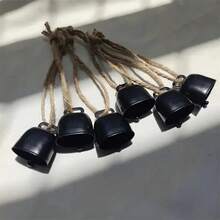 Colgante de campana Vintage de Metal rústico, campana decorativa colgante con cuerda de yute, campanas de viento Vintage, decoración del hogar para colgar en la pared, 4 Uds. OHAK - Negro - Ver 9