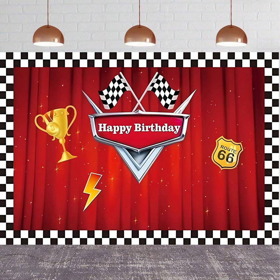 1pc Racing Theme Birthday Party Backdrop Decoration - Perfect For Racing Theme Birthday Party, Baby Shower And Racing Event Decor - View 1