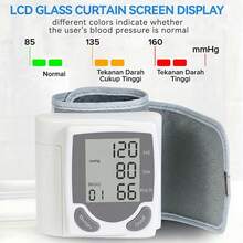 Wrist Digital Blood Pressure Monitor With Large LCD Screen-Including Hypertension Detector, Heart Rate And Pulse Measurement, Memory Function And Battery Power Supply (Excluding Battery) - White - View 3