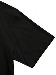 Camiseta de hombre, una capa base casual versátil, cómoda camiseta deportiva con un gráfico de la letra MOTOCICLETA - Negro - Ver 3