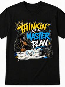 Unisex T-shirt i ren bomull, Thinkin' of a Master Plan Shirt |   Hip Hop-inspirerad T-shirt |   80-tals Rap-hyllningströja |   Old School Hip Hop T-shirt |   Retro streetwear, sommar-t-shirt, sommaroutfit för kvinnor, sommaroutfit för män, t-shirt för kvinnor, kreativ design, utomhuslek, cool stil, rolig design, söt stil, sommaroutfit, kreativ design, utomhuslek, cool stil, rolig design, söt stil, sommaroutfit - Svart - Visa 5