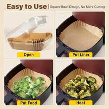 100pcs Air Fryer Paper,Air Fryer Liners Disposable,  Non-Stick Disposable Airfryer Liners, Square Air Fryer Paper Liners For 5-8QT Air Fryer, Baking, Roasting Microwave - 125pcs - View 4