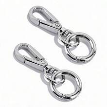 2pcs Rotating Clasp, Double-Ended Rotating Spring Clasp Hook Metal Rotating Clasp Carabiner With Spring O-Ring, Suitable For Key Chain, Bag, Wallet, Lanyard DIY Crafts - Silver - View 10