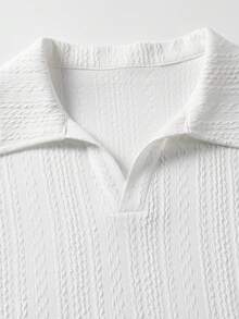 Camisa polo de punto jacquard casual para hombre de verano - Blanco - Ver 5