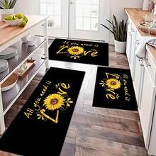 1pc Sunflower Pattern Printed Doormat, Silica Gel Kitchen Carpet, Kitchen Mat, Rug, Easy To Clean, Rectangular Printed, Suitable For Living Room, Bedroom, Hallway, Bathroom, Laundry Room - Polyester Carpet, Suitable For Indoor And Outdoor Home Decor - Multicolor - View 6