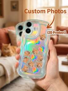 1pc Personalized Photo Phone Case, Cute Wavy Transparent Protective Cover, Customizable Portrait/Pet Photo Printed Phone Case, Ideal Gift For Mother's Day, Birthday, Anniversary, Wedding, Family, Friends, Party - Multicolor - View 38