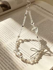 Pink Phone Lanyard, Crystal Shell Phone Strap Wrist Lanyard, Anti-Lost Cord For Camera & Phone - White - View 1
