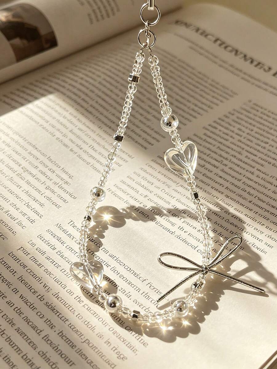 Pink Phone Lanyard, Crystal Shell Phone Strap Wrist Lanyard, Anti-Lost Cord For Camera & Phone - White - View 1