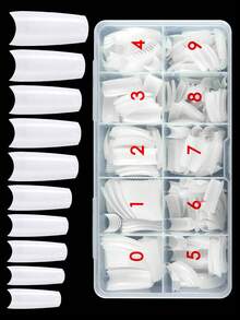 500Pcs 10 Sizes Acrylic Nail Tips, Half Cover False Nail Tips, French Acrylic Nails For Women For Nail Salons And Home DIY - White - View 1