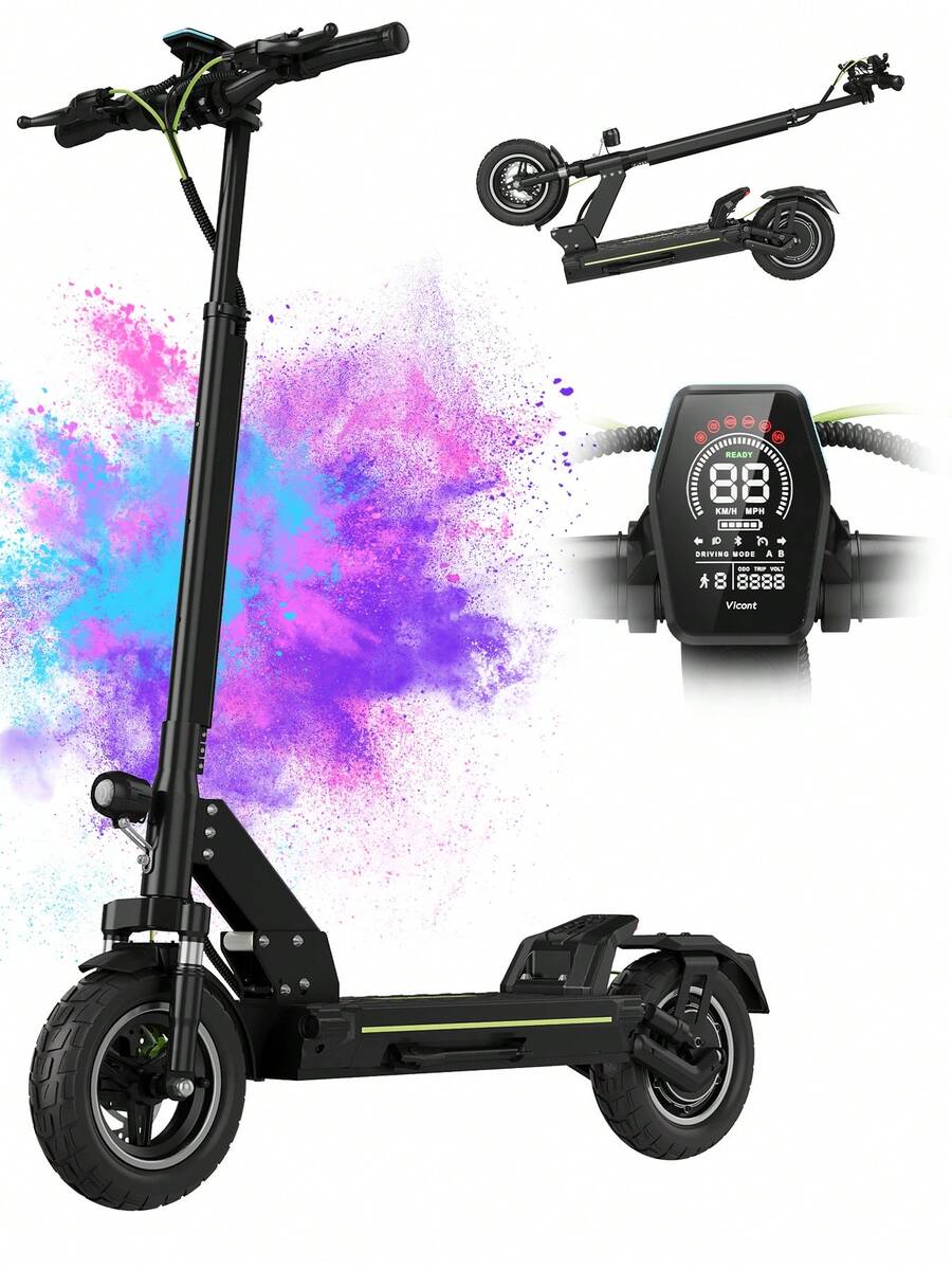 TODIMART G2 Electric Scooter For Adults, Rated Power 500 W, Equipped With 48 V 10.4 Ah Battery, Maximum Range 45 Km, 10-Inch Tires, Foldable Storage - màu đen - Xem 1