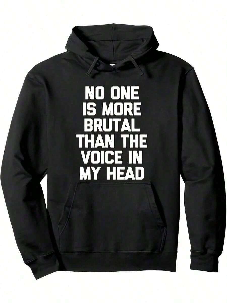 Compatible With 1 Men's Heavyweight Hoodie - Indigenous Inspired Graphic Print With Feather Design, Black With Red And White Lettering, Front Pocket, Regular Fit, Casual Outdoor Sweatshirt_089 - Black 2 - View 1