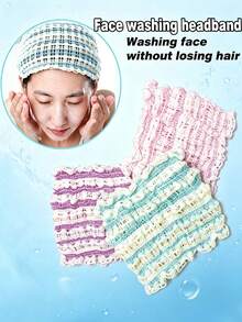 2pcs Stretchy Facial Headbands, Women's Simple Hair Accessories For Mask Wearing & Makeup, Seamless & Non-Marking, Soft & Comfortable Material Ponytail Hair Ties Elastics Rubber Bands - Multicolor - View 1