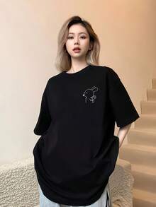Women's T-Shirt For Spring And Summer - Black - View 2